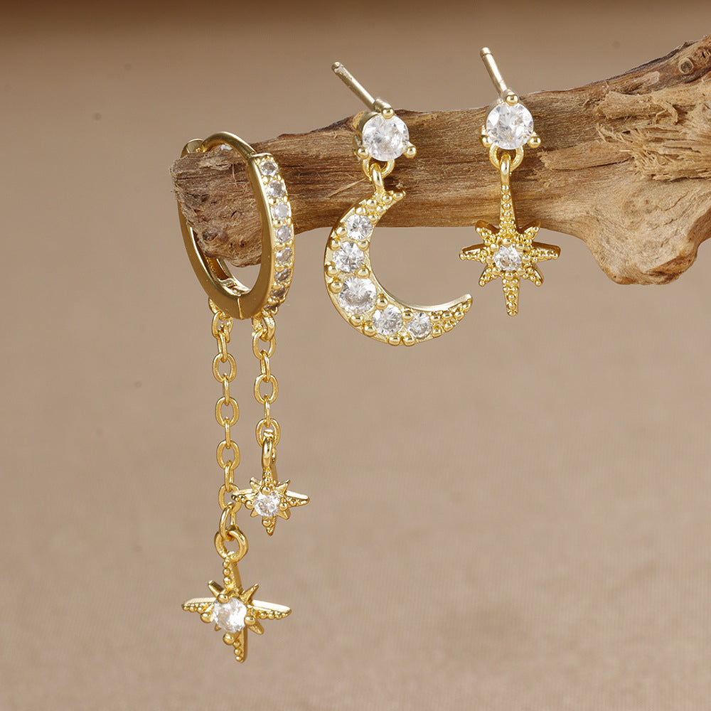 3 paire de boucle d'oreille en forme de lune