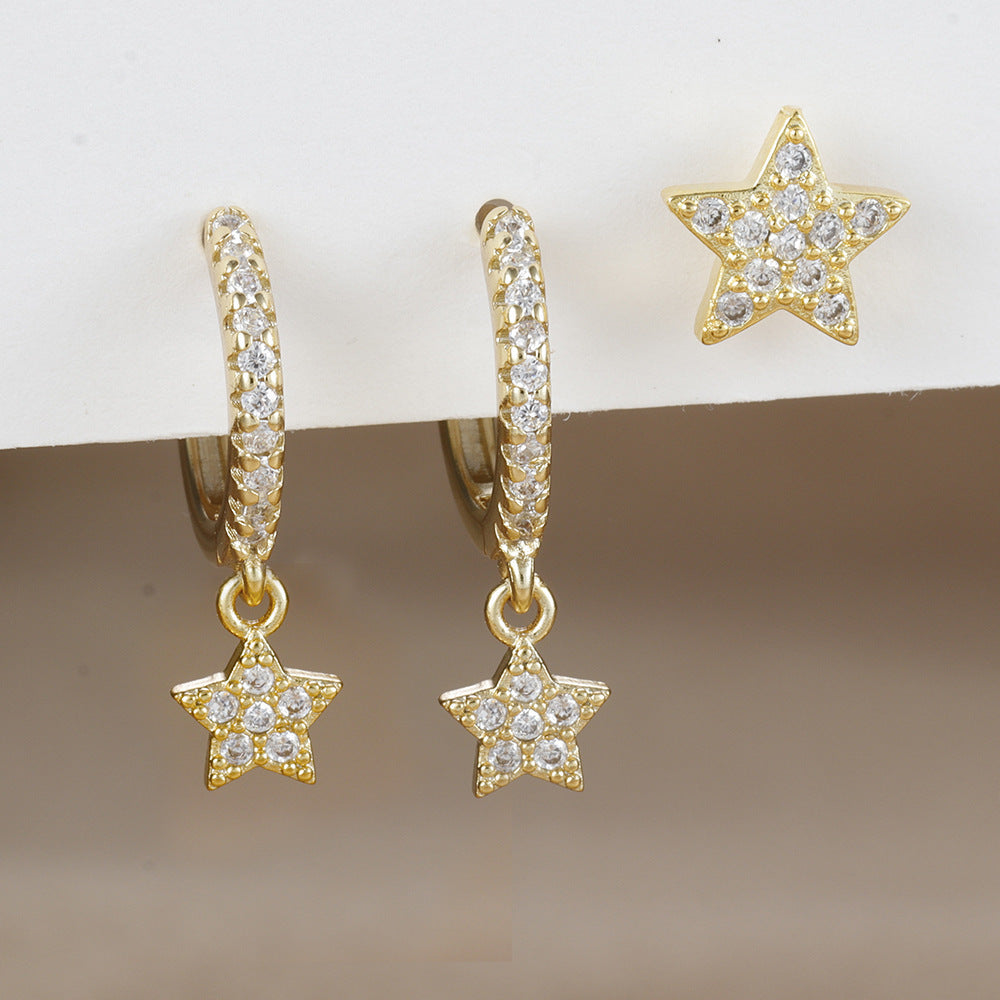 3 paire de boucle d'oreille en forme de lune