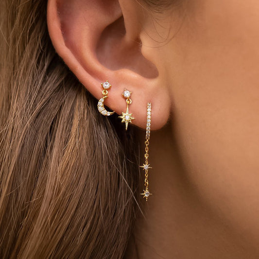 3 paire de boucle d'oreille en forme de lune