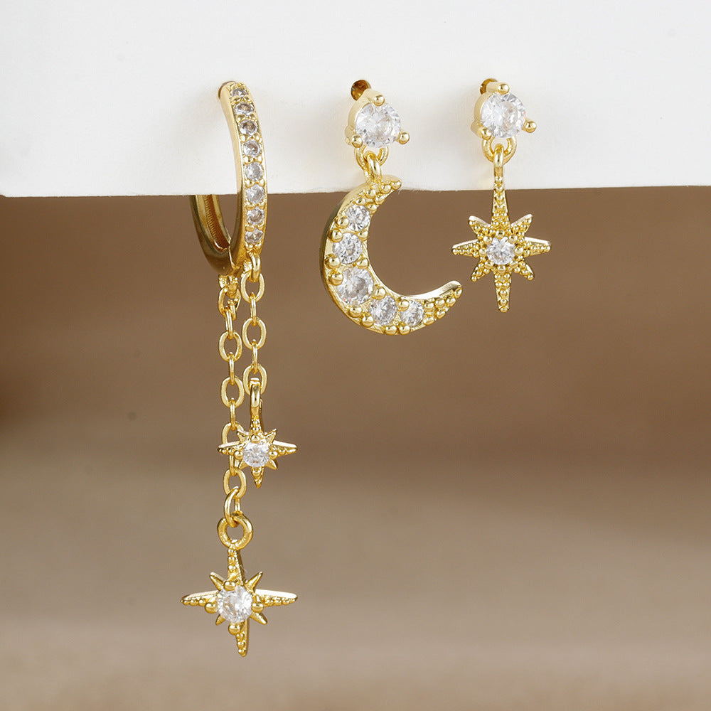 3 paire de boucle d'oreille en forme de lune
